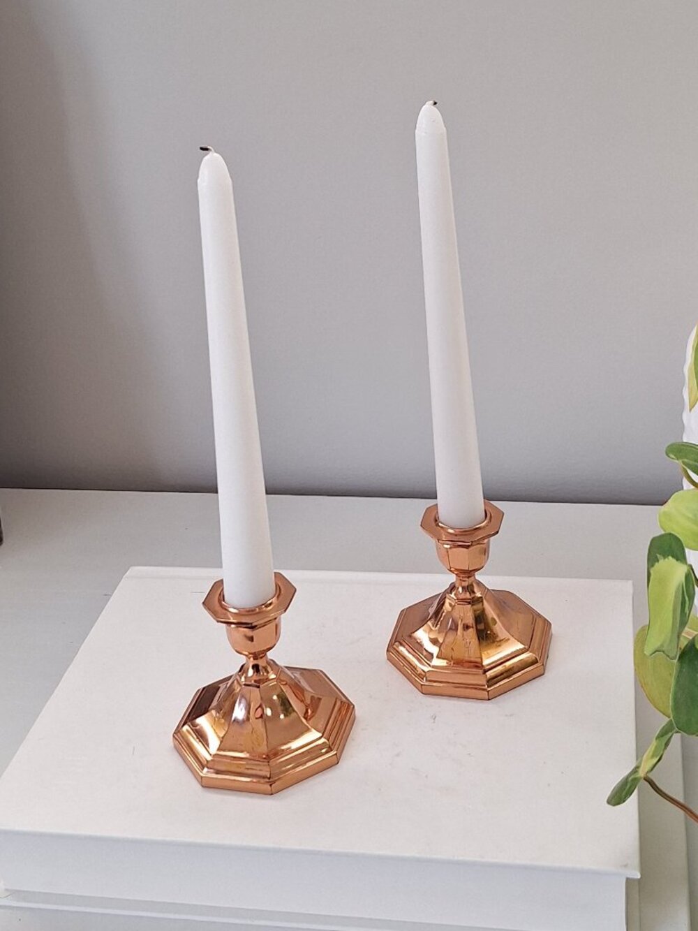 Vintage copper color candlestick candle holders